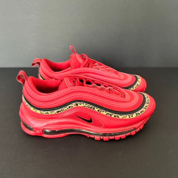 Nike Air Max 97 Leopard Pack Red Sneakers Size 6 - Picture 1 of 10